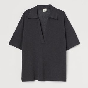 H&M Slub Knit Top - Dark Gray